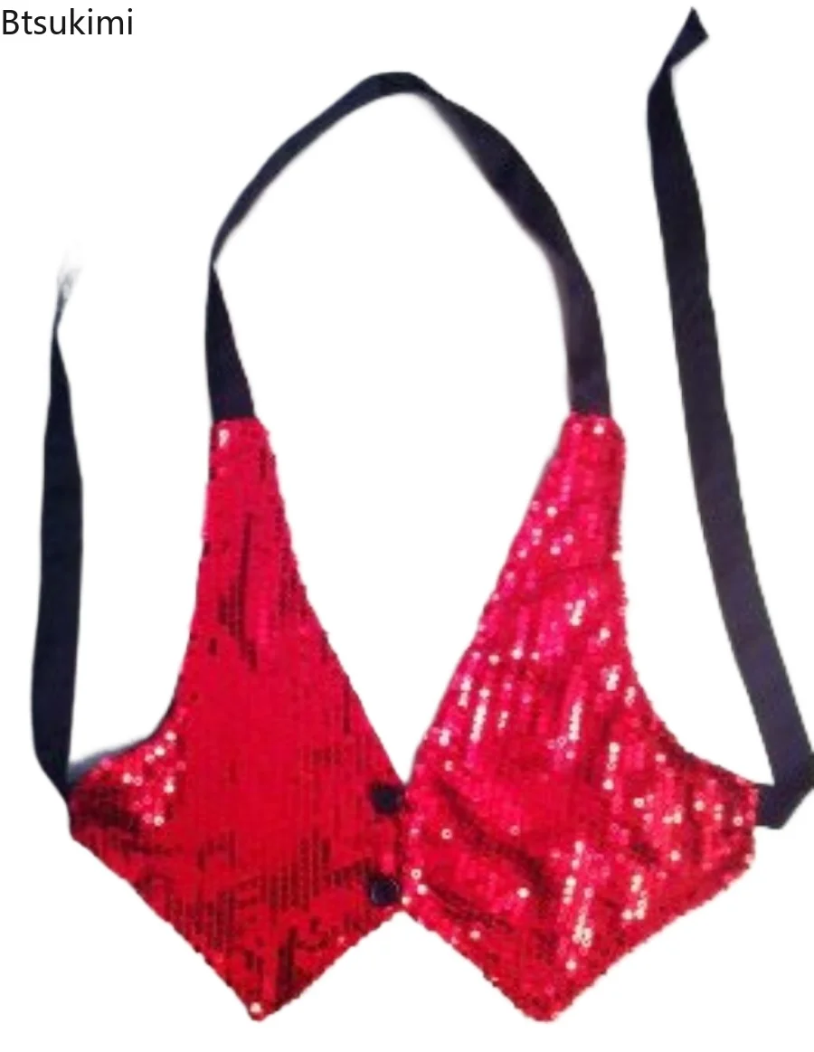 2026 Jazz Dance Costume Boys Girls Sequined Vest Children Dancewear Performance Waistcoat Modern Dancing Clothes Sleeveless Vest