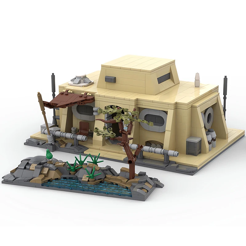 Conjunto de construção MOC Beskar Clan Outpost, casa segura oculta do caçador de recompensas, kit de diorama de abrigo de montanha tático