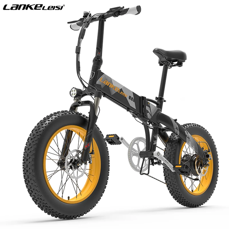 

1000W 48V 12.8AH LANKELEISI X2000PLUS Electric Fat Tire Bike Brushless Motor Electric Mountain folding Bicycle Dropship