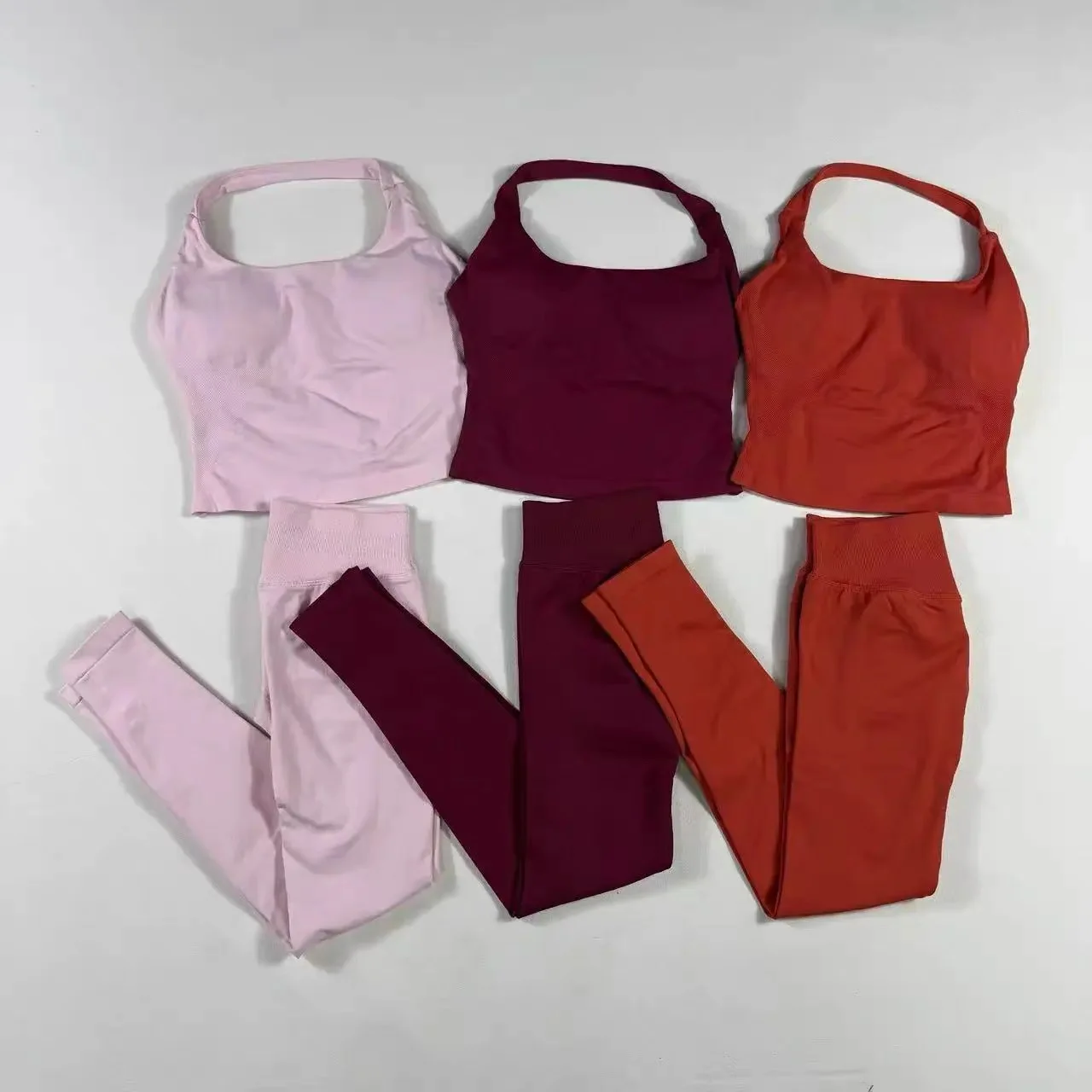 2-teiliges Sportset für Damen, Push-up-Yoga-Hose mit Rückenausschnitt, Fitness-BH, Workout-Leggings mit hohem Bund, nahtlose Tights, Set, Anzug