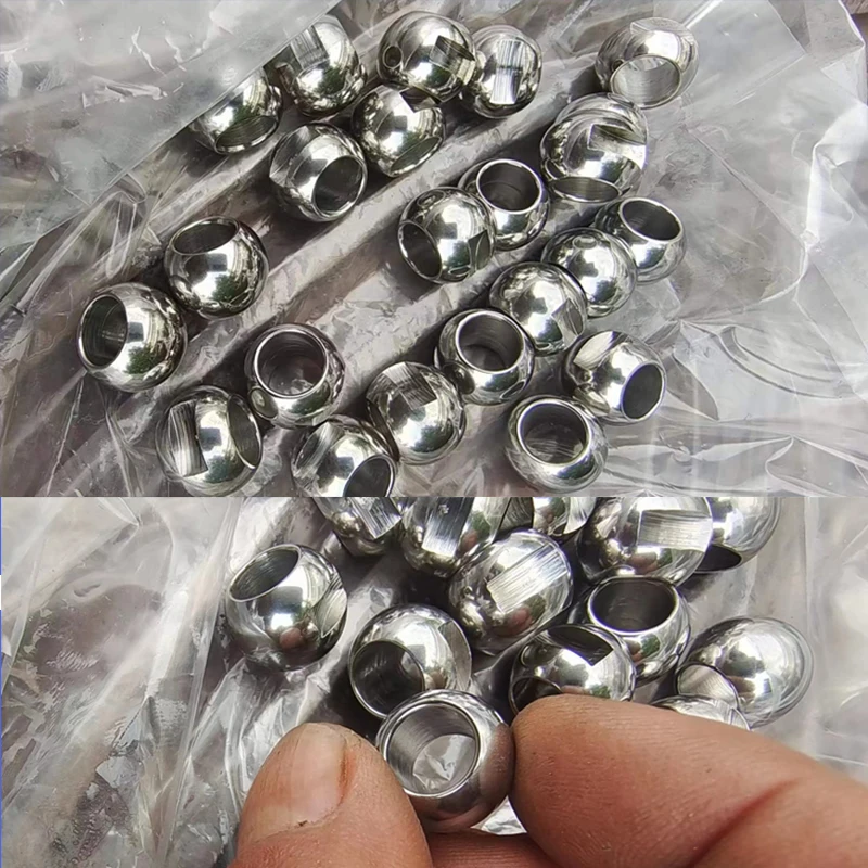 304 Stainless Steel Solid Ball M6-M10 Half Hole Ball Spherical Nut Ball Head Blind Hole Metric Threaded Steel Bead Dia 10-60mm
