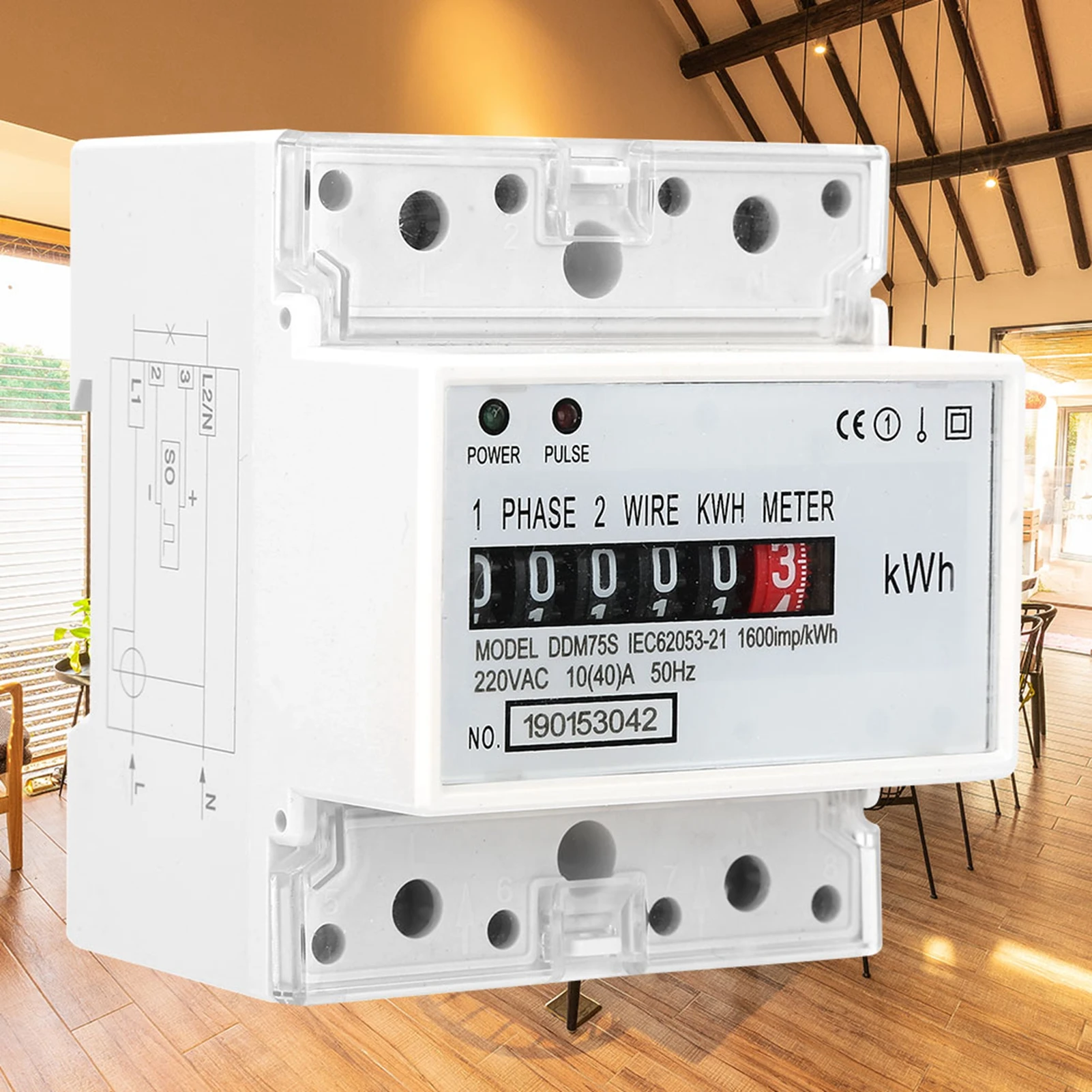 DDM75S 10-40A Single Phase 4P LED Din Rail Electricity Power Consumption Wattmeter Energy Meter