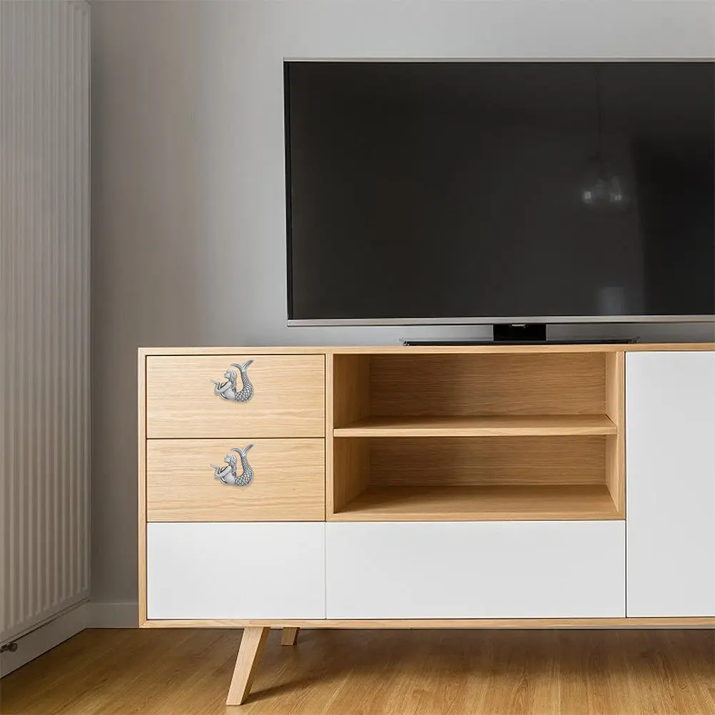 

4Pcs Mermaid Shape Cabinet Handles Creative Drawer Knobs Durable Zinc Alloy Door Pulls for Furniture Kitchen Home Decor