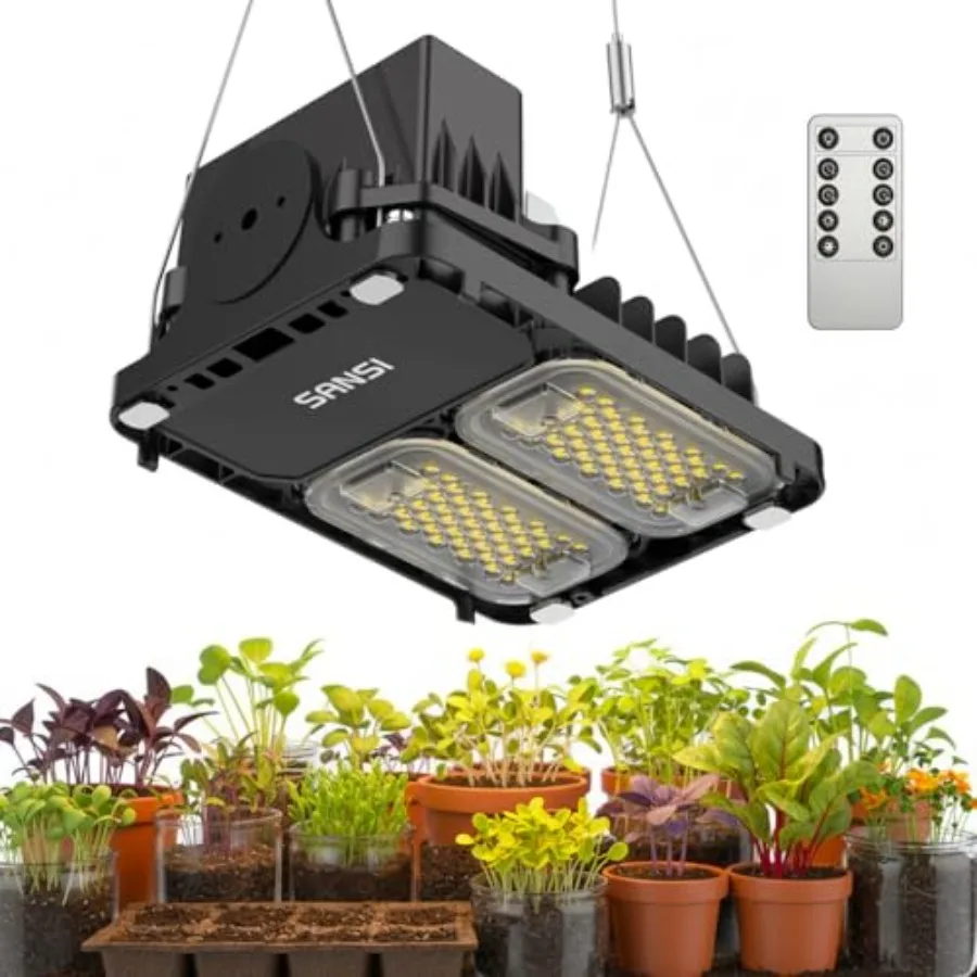 

70W Full Spectrum LED Grow Light for Indoor Plants with High PPFD IP65 Dimmable Auto On/Off Timer Remote Control Suitable for S