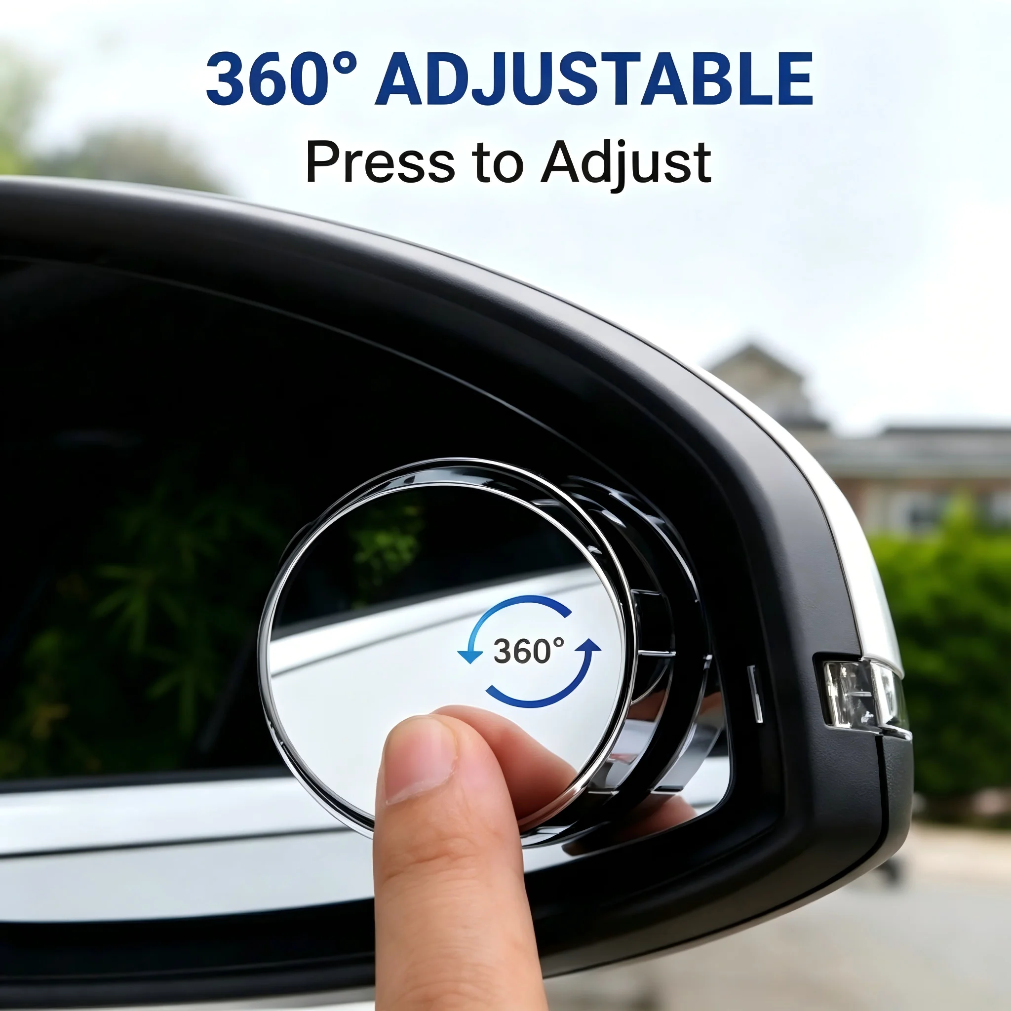 2PCS Car Rearview Mirror 360 Degree Rotation Wide-Angle Round Frame Mirrors With Suction Cup Car Accessories Silver,Black &White