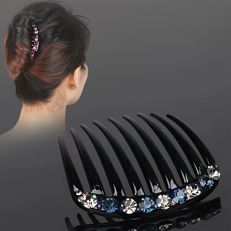 Rhinestone 9-Tooth Hair Comb Elegant Bangs Styling Clip with Secure Hold for Wedding Party Fashion Accessory