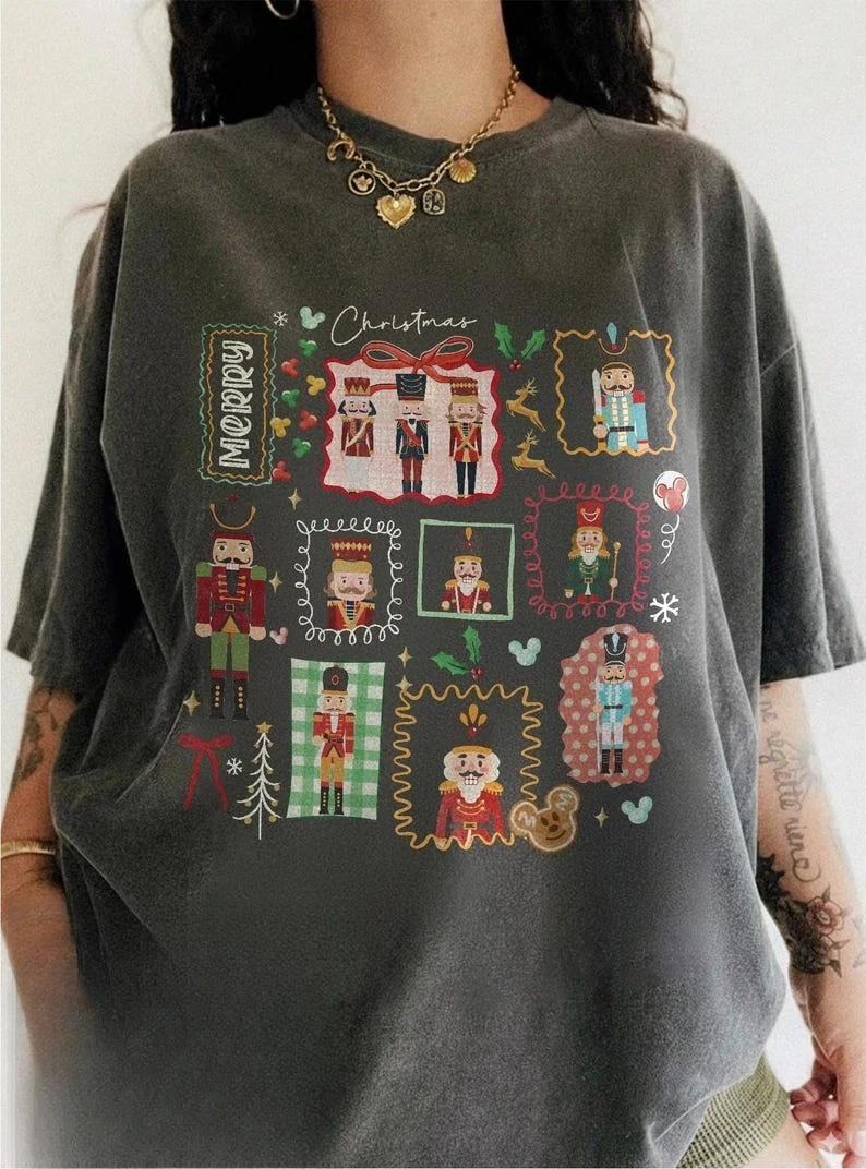 Coquette Christmas Nutcracker Shirt High Quality Cotton Lovely Fashion Hipster Girl Commuter Graphic Tshirts Women Men T-shirts