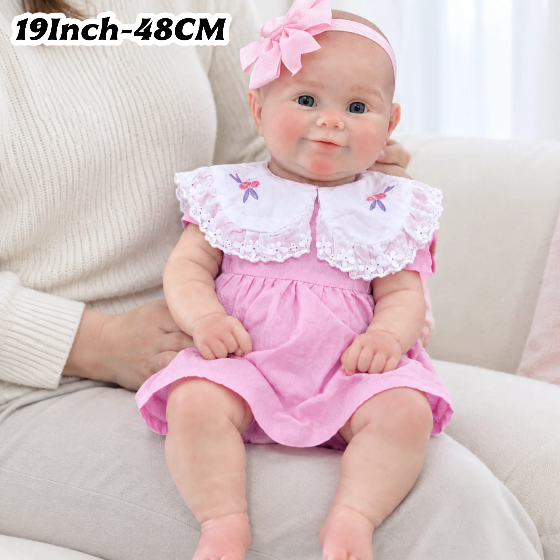 Open Mouth 48CM Open Eyes bebê reborn de silicone sólido Doll With Painted & Unpainted Skin Soft Reborn Doll As Christmas Gift