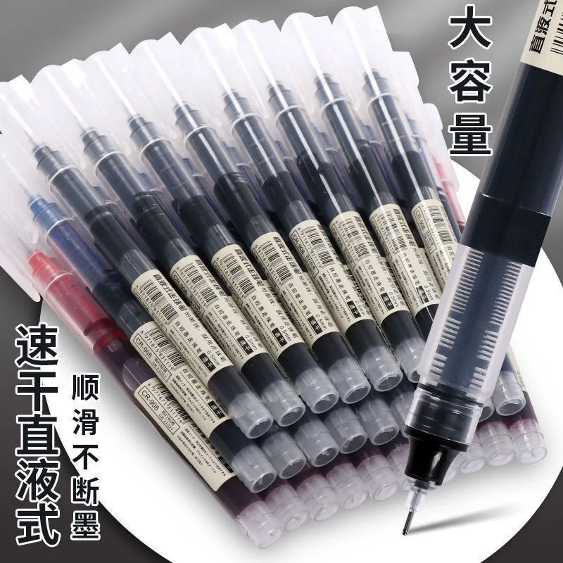 

Straight Liquid Pens 0.5mm Quick-drying Gel Pens Disposable Pen Large-capacity Full Needle Tube Writing Tools School Supplies