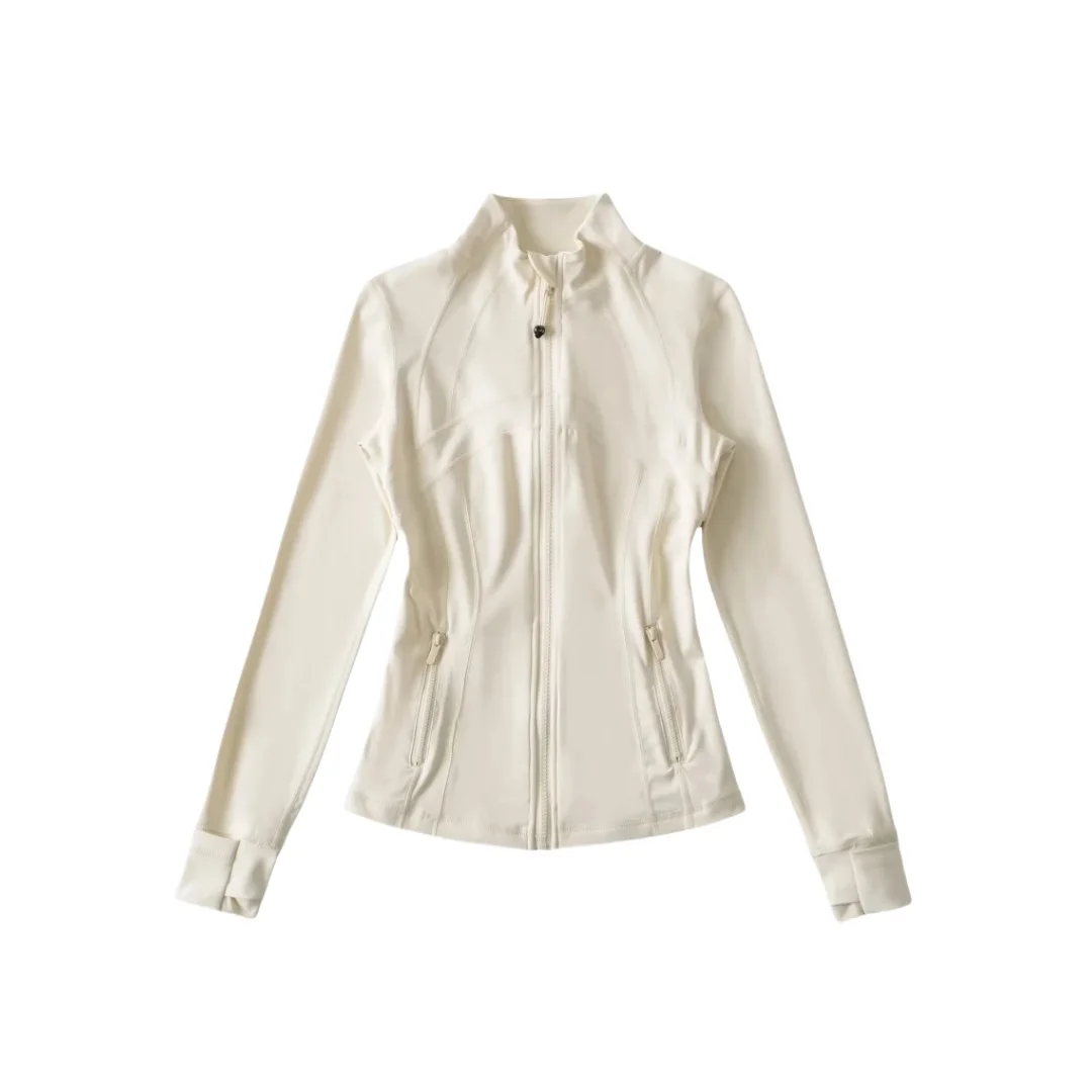

Women's Solid Color Collar Zipper Long Sleeve Yoga Cardigan Jacket Slim-fit Casual Top Tight Waist Spring New