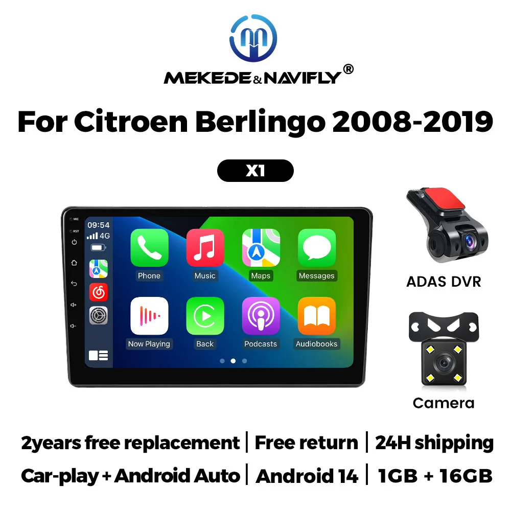 

Автомобильный радиоприемник Android 14, беспроводной мультимедийный видеоплеер CarPlay для Citroen Berlingo 2 B9 Peugeot Partner 2008-2018 2Din GPS