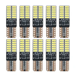 IC T10 LED 전구 Canbus 5W5 자동차 W5W LED 신호등, 12V 6000K 자동 웨지 사이드 인테리어 돔 독서 램프 4014 24SMD 화이트, 10 개