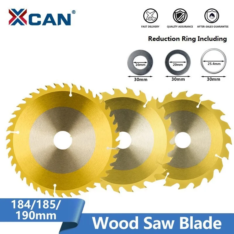 XCAN Wood Saw Blade 184mm 185mm 190mm Carbide Tipped Circular Saw Blade TiN Coated TCT Wood Cutting Disc Woodworking Tool