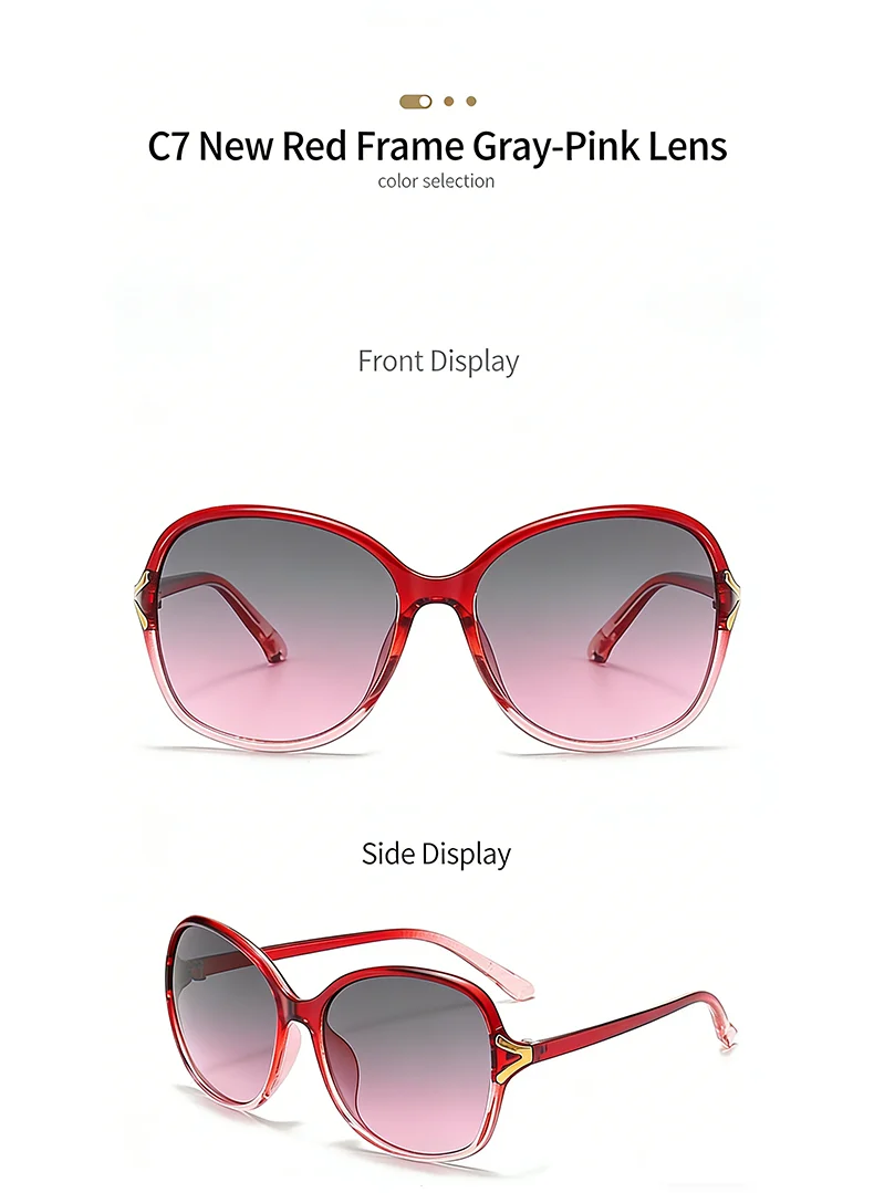 Neue modische High-End-Retro-Sonnenbrille mit Gesichtsverstärkung, kleiner UV-Schutz, der große Sonnenbrille für Damen 2605 fährt – Detail 15
