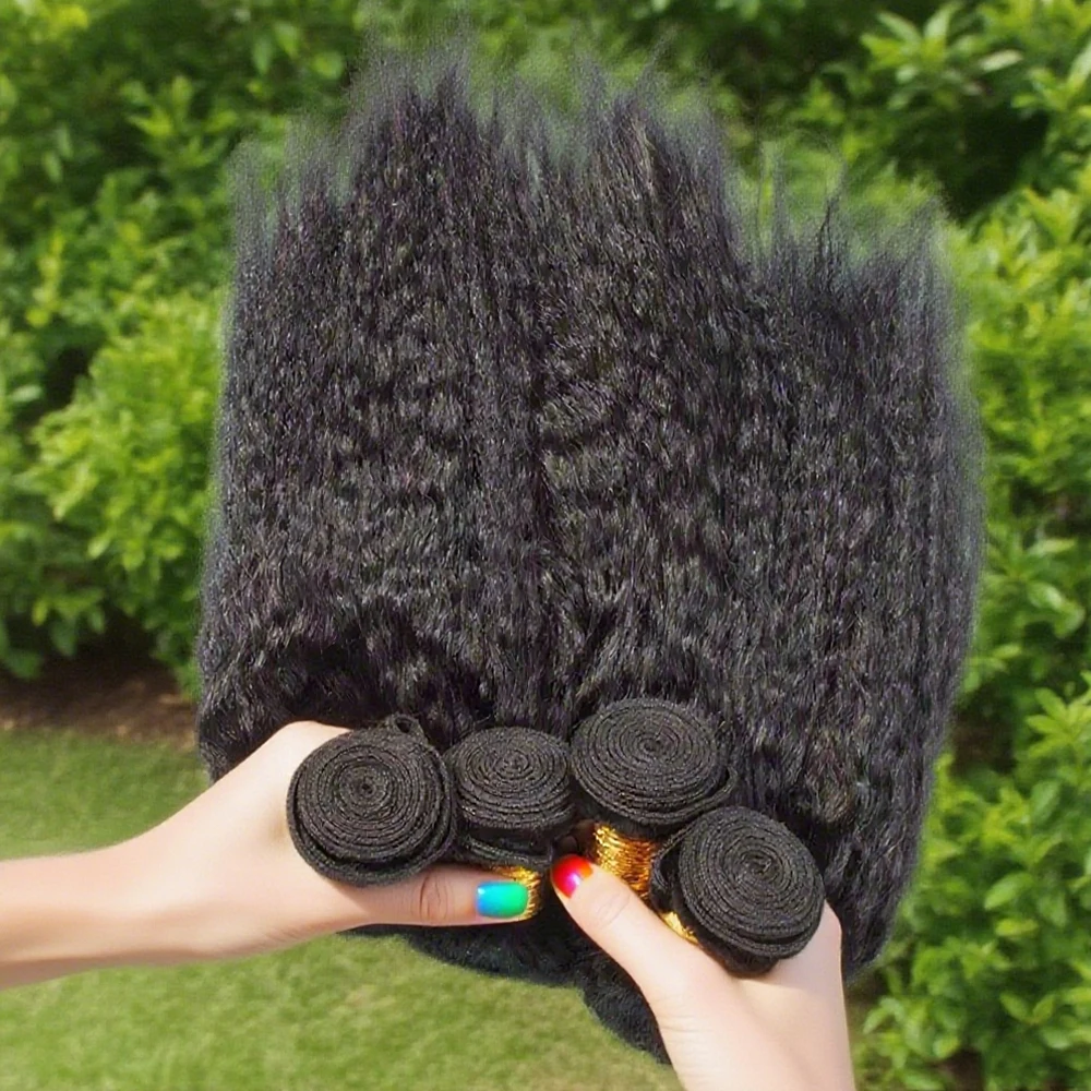 

30-дюймовые кудрявые прямые пучки человеческих волос Яки Прямые пучки волос Пучки необработанных волос 1/3/4 Пучки предложений Наращивание человеческих волос