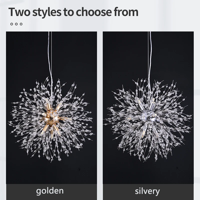 Crystal Ceiling pendant lamp modern luxury style creative dandelion crystal chandelier Lamps for room, dining room chandelier