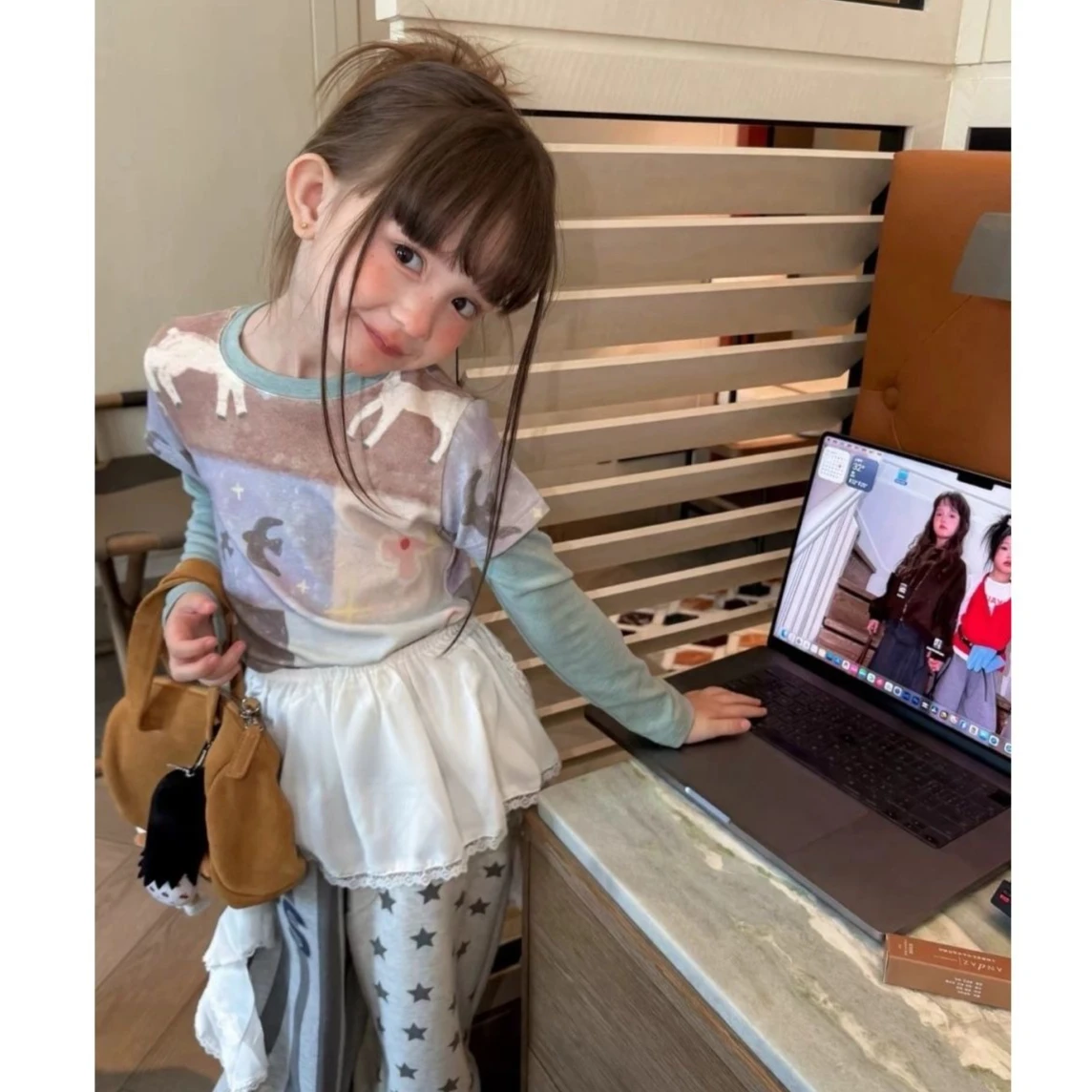 Girls Suit 2026 Spring and Autumn New Children's Clothing Baby Girl Cartoon Fake Two T-shirts Match Color Star Pants Two Sets
