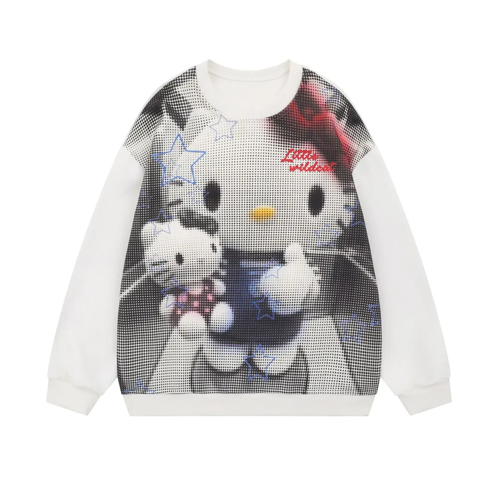 

MINISO cartoon digital printed round neck sweatshirt, European and American trendy brand loose casual sportswear