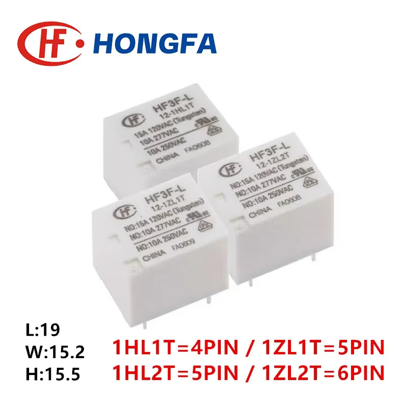 1Pcs HONGFA Relay HF3F-L- 5 12 24-1HL1T 1ZL1T 1HL2T 1ZL2T 4/5/6PIN 10A 5V 12V 24V Power Relay