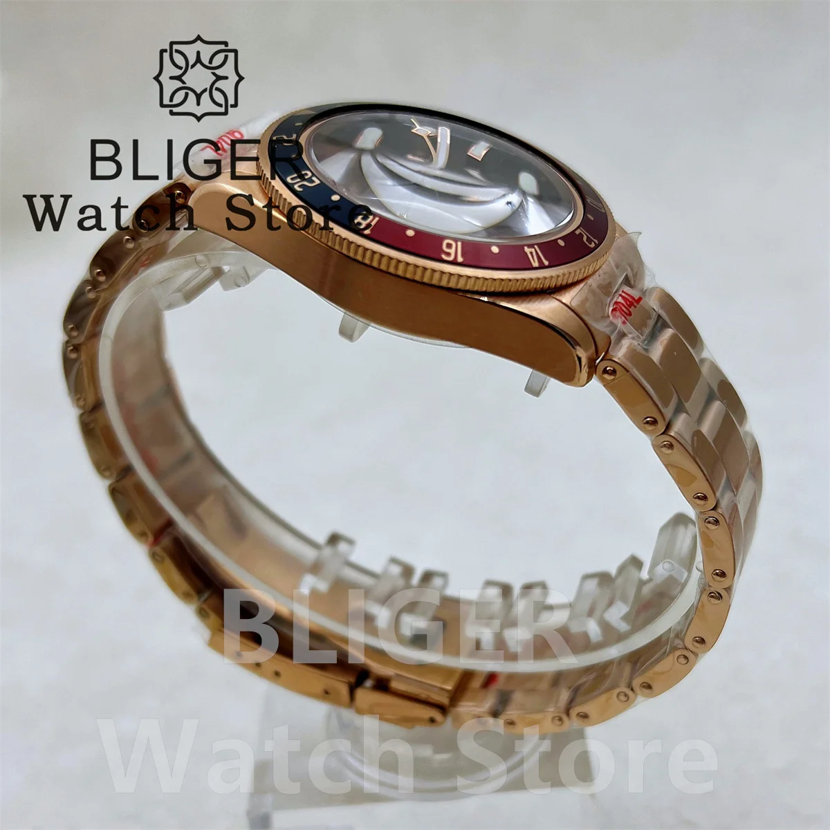 BLIGER NH35A PT5000 Automatic Machinery Movt 39mm Rose gold BB58 Watch For Men Dome Sapphire Glass Luminous Deepwaterproof Watc