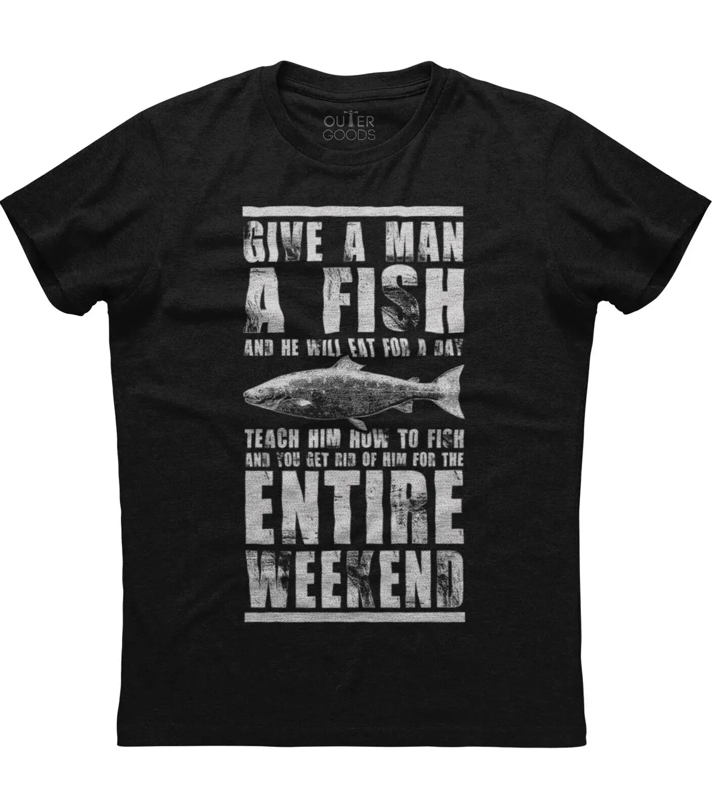

Мужская новая хлопковая черная футболка с коротким рукавом Give A Man A Fish Fishing