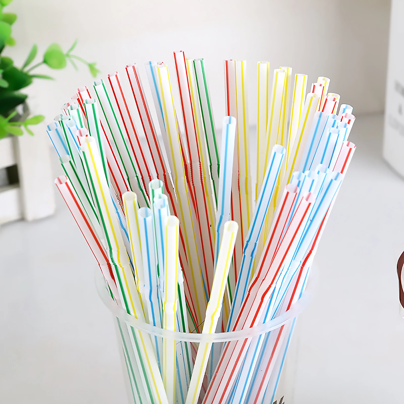 300-100PCS Multicolor Kunststof Straws for Wedding Party Supplies Juice Beverage Kitchen Cocktail Birthday Bar Drinking Straws