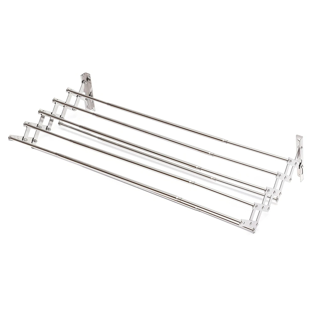 

Wall Mounted Clothes Drying Rack Shelf Folding Dryer Hanger For Laundry Room Retractable Towel Rack Stainless Steel Waterproof