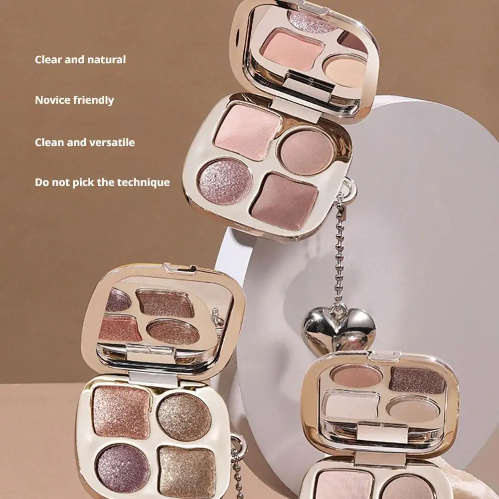 Paleta de maquiagem para olhos fácil de colorir ﻿ Paleta de sombras de 4 cores fosca brilhante perolada glitter sombra de olhos de longa duração