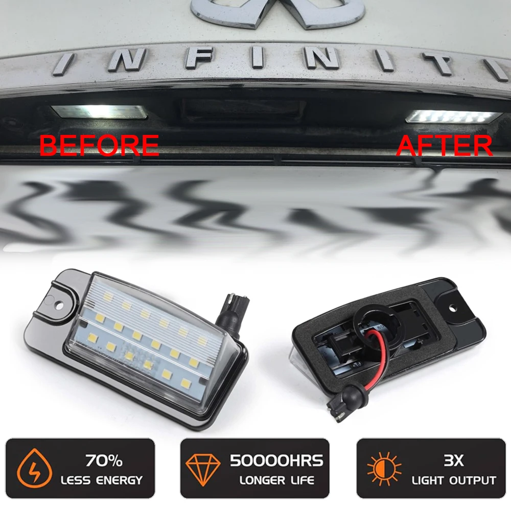 

LED License Plate Light for Infiniti Q45 QX50 EX25 EX35 EX37 QX70 FX35 FX37 FX50 Nissan Altima Maxima Pathfinder Rogue X-Trail