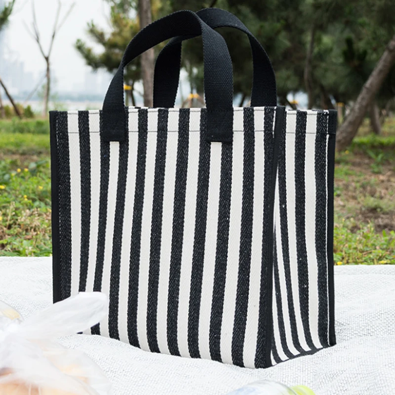 Simple Designer High-capacity Women Handbag Canvas Women Bag Fashion Blue Stripe Tote Bag Shopping Bag