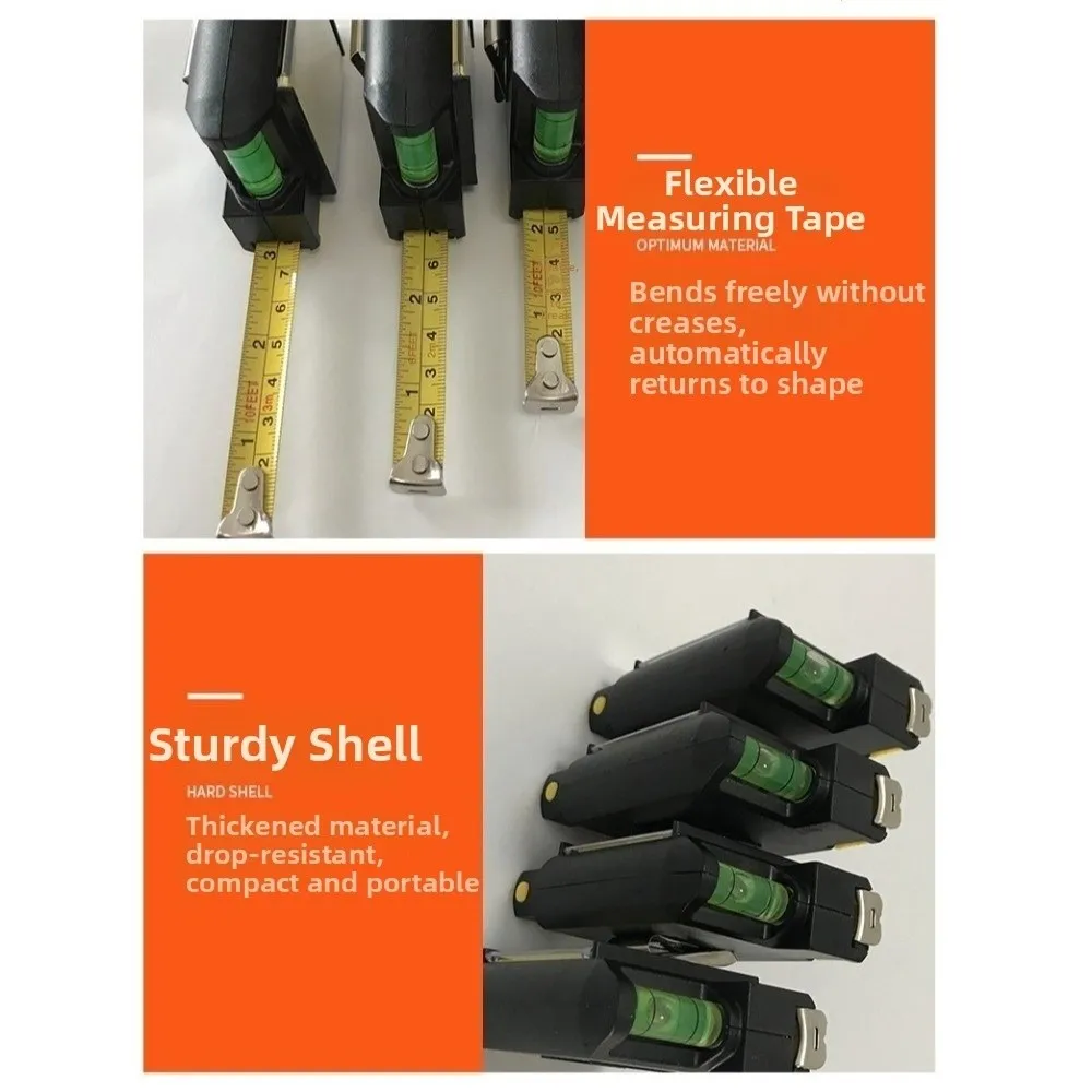 4in1 Tape Measure Level Retractable High Precision Steel Tape Measure with Sticky Notes and Pen Waterproof Measurement Tools
