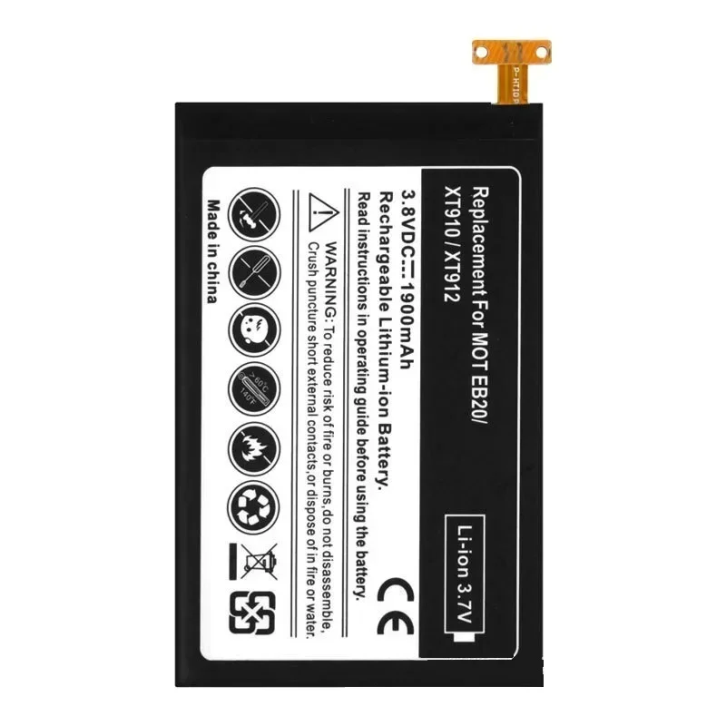 Batería EB20 de 1900mAh para Motorola Moto Droid RAZR XT912 SNN5899A SNN5899 SNN5899B XT885 XT910 T5 Atrix HD MB886 + Herramientas