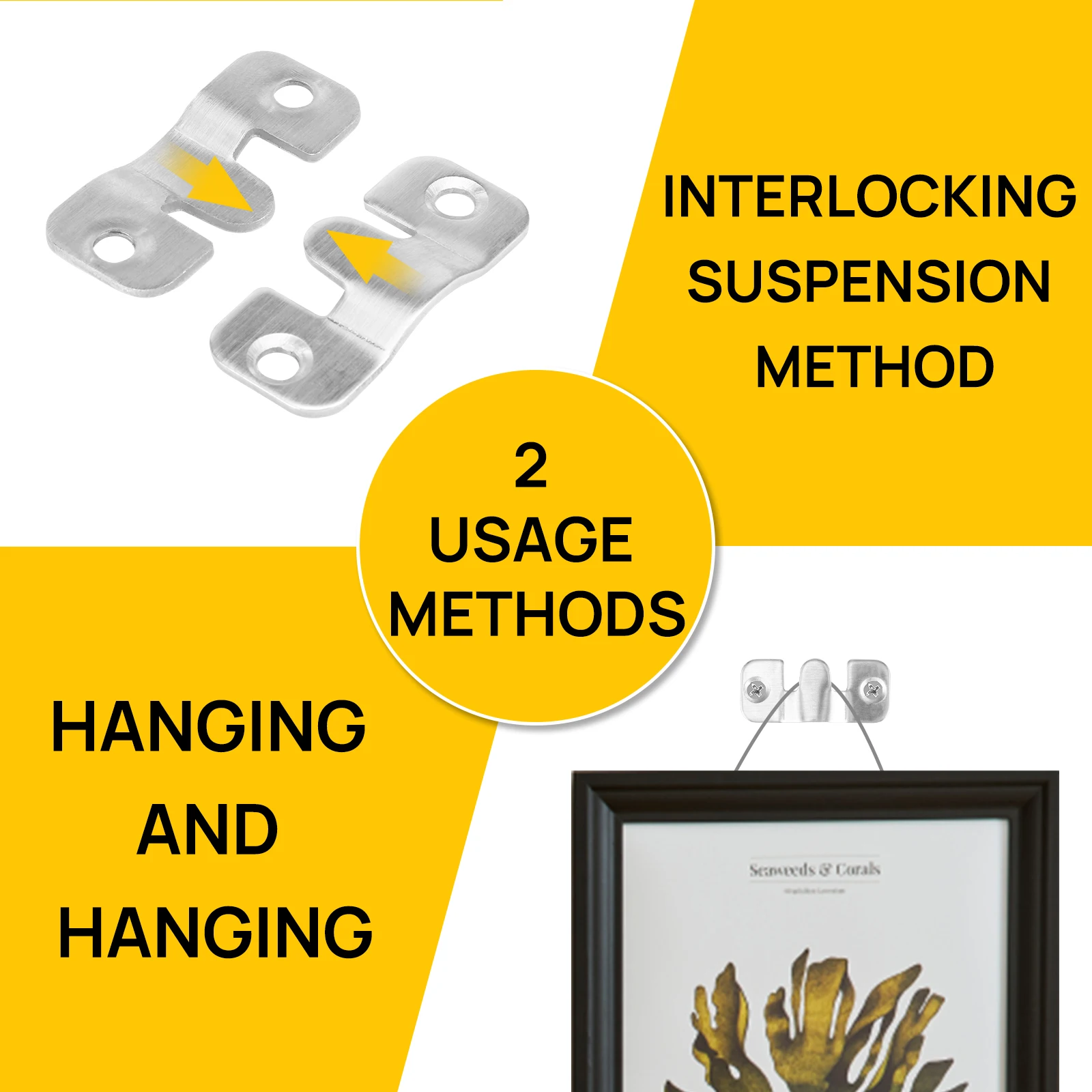 20/30PCS 66lbs Interlock Hanging Buckle Flush Mount Bracket Heavy Duty Picture Frame Hook Display Hooks Stainless Steel