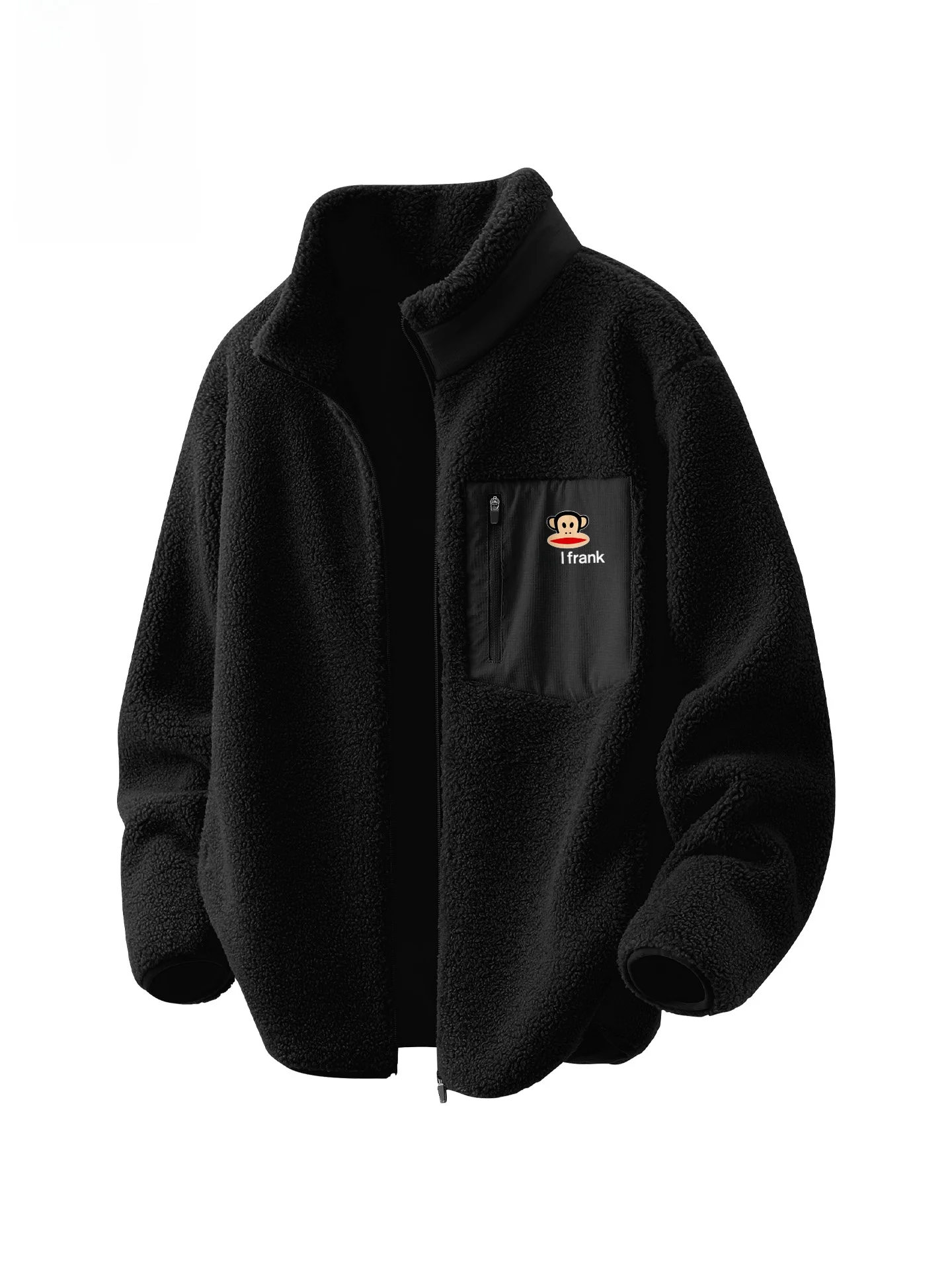 

Men's Fce Jaet Stand Collar Warmthful American Sle Thiened Autumn Winter New Arrival Loose Fit Long Sve