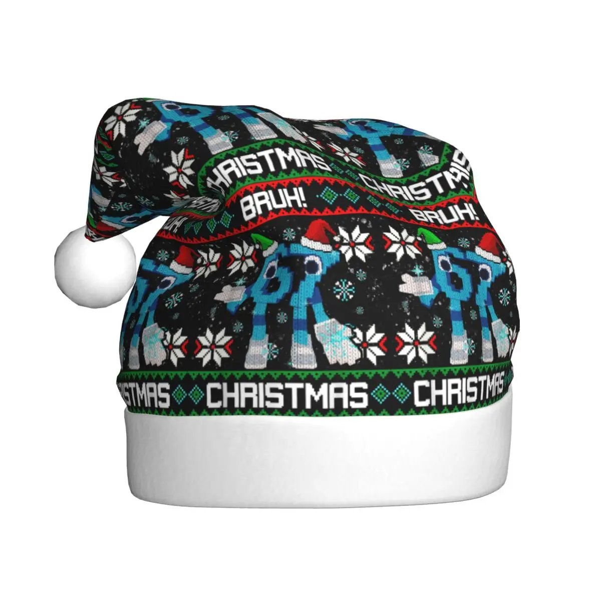 Bruh 67 Santa Christmas Funny Brainrot Cute Cartoon Christmas Hat for Adult Men Women Xmas Santa Hat Cap Xmas Party Gifts