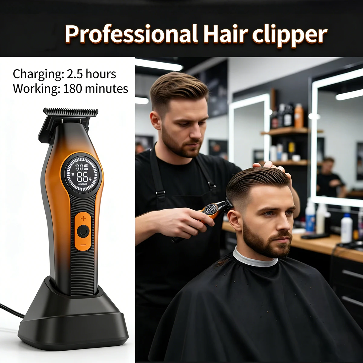 Professional BRDCLIP SL813 Brushless Motor Barber Tools High Speed Trimmer 6000-8000RPM Salon Men's Haircut Machine With Base