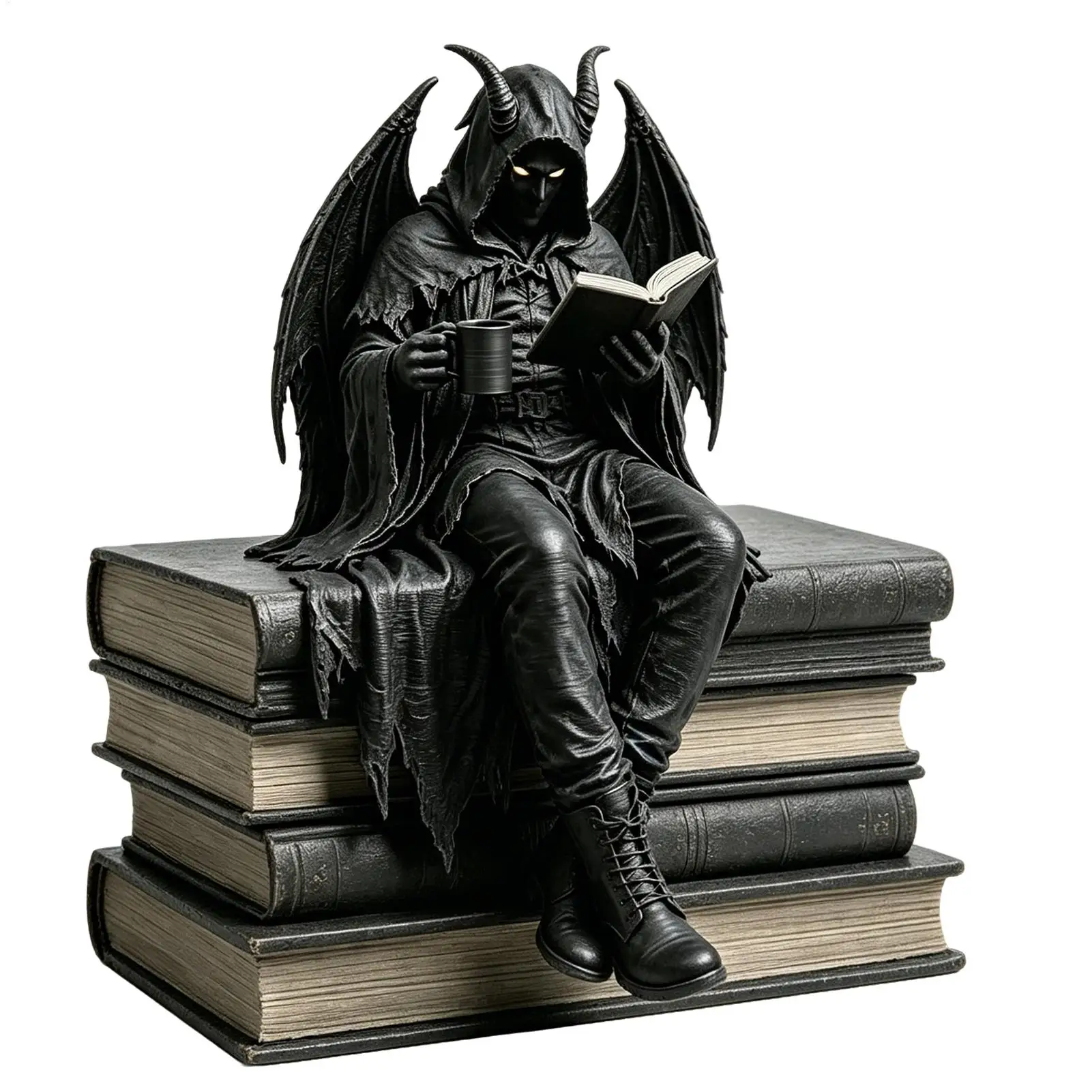 Spooky Gothic Bookshelf Decor Fantasy Robed Figurine for Shelf Tabletop Bookcase Corner Cabinet Library Room Garden Reading