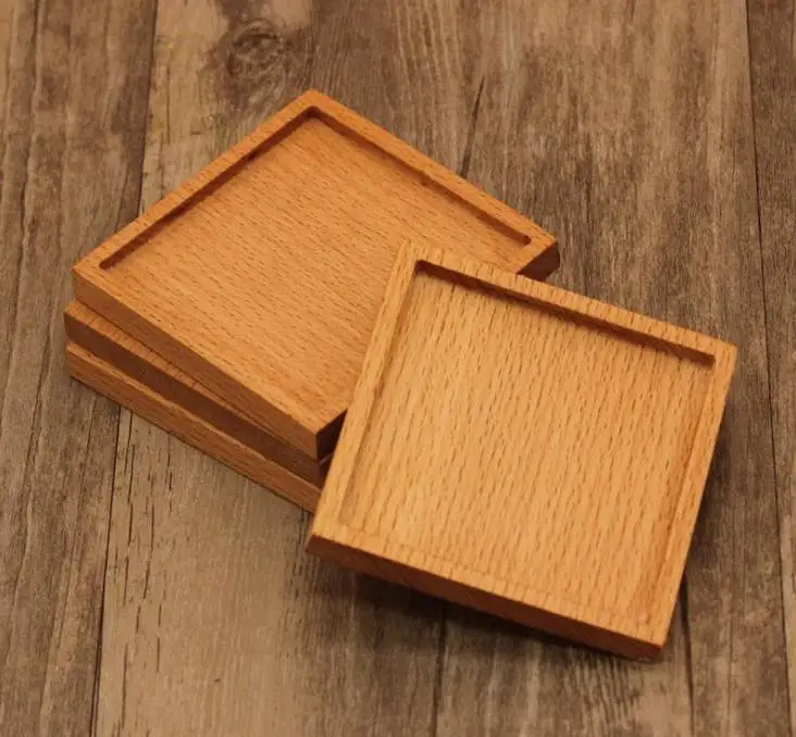 100pcs/lot 8.8cm Beech & Walnut Wood Coasters Cup Coffee Tea Cup Pads Drinking Mats Teapot Drink Coaster Wholesale