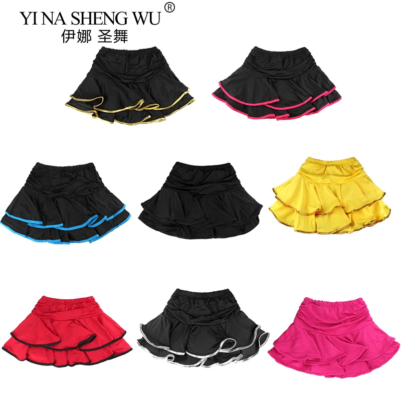 กระโปรงเต้นรำละตินสำหรับเด็กผู้หญิง, กระโปรงเต้นรำสำหรับเด็กพร้อมกางเกงขาสั้น, กระโปรงเต้นรำลอมบาร์ดแซมบ้า, กระโปรงฝึกซ้อมสองชั้นสำหรับเด็กผู้หญิง