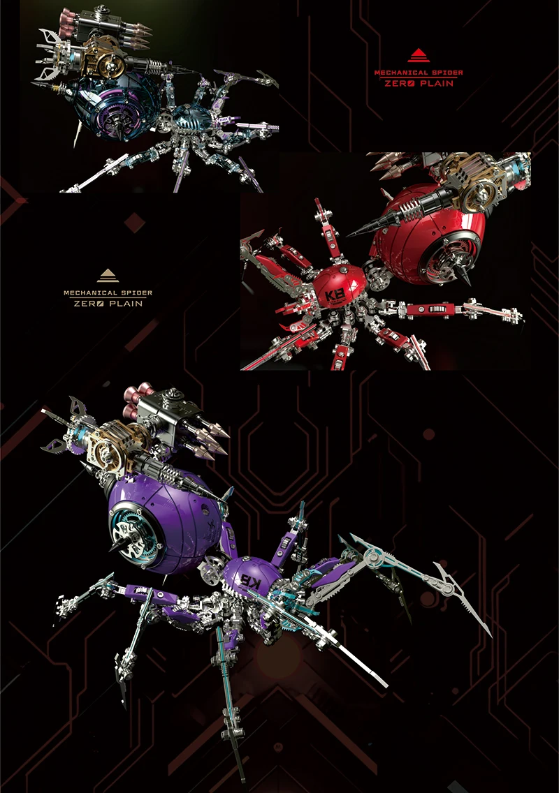 3D Metal Puzzle Assembly Toy Ornament Mechanical Spider Challenge High Difficulty Assembly Model Special Gift