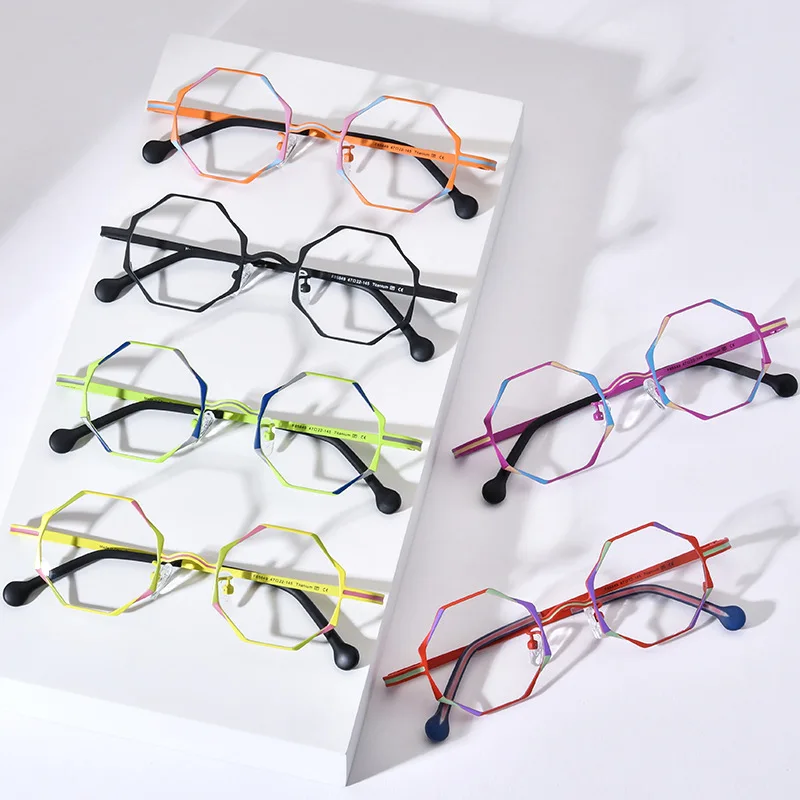 New Multicolor Ultralight Titanium Polygon Frames For Men And Women Optical Eyeglasses Myopia Reading Personalized Eye Glasses