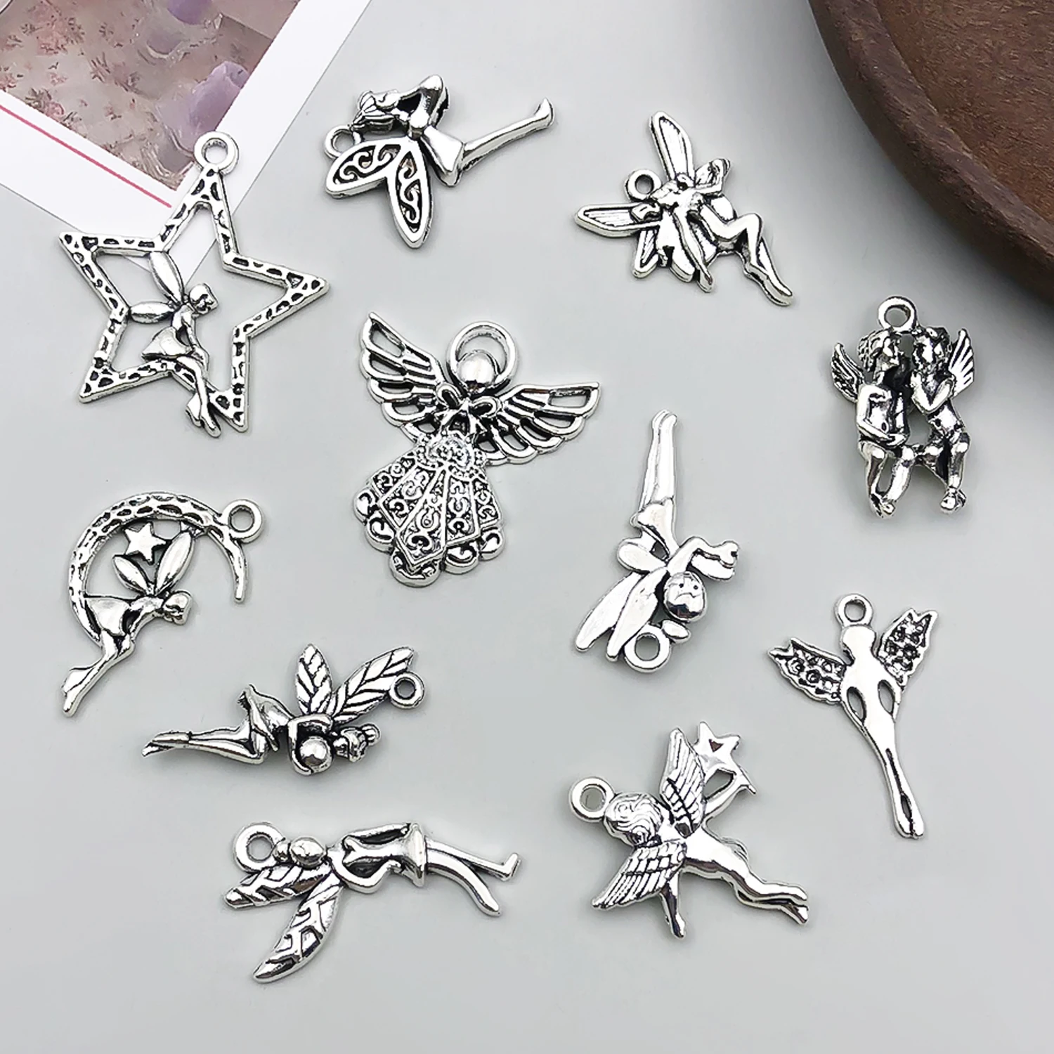 66pcs Alloy Ancient Silvery Angel Pendant Jewelry Making DIY Earrings Charms for Jewelry Bracelets Necklace view 3