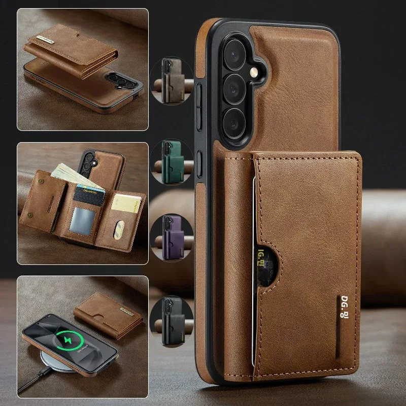 2 In 1 Detachable Magnetic Wallet Card Cover With Phone Case for Samsung Galaxy S25edge/S25 Ultra/S24 Plus/S23 FE/S22+