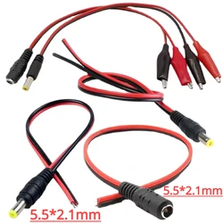 DC Male/Female Jack Connector Alligator Clips Crocodile Wire 12V Power Cable To 2 Alligator Clip Connected Voltage 5.5*2.1mm