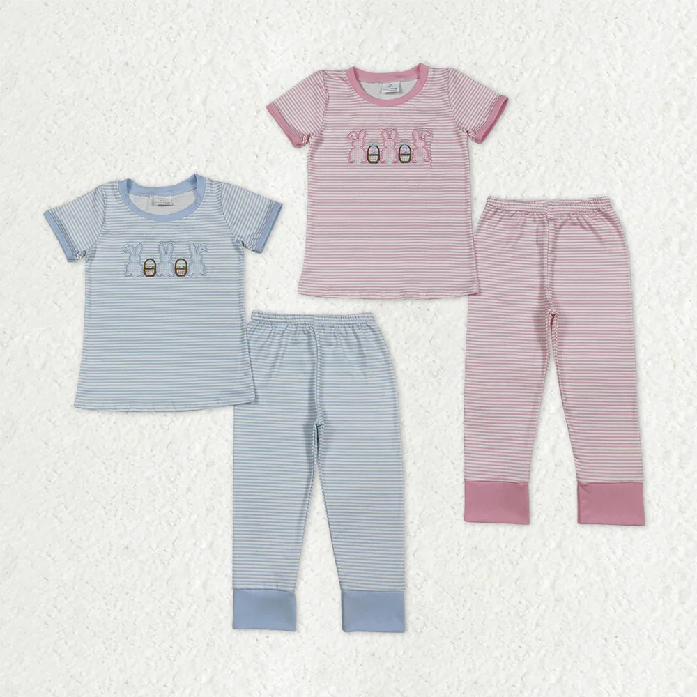 

z1125-11 BSPO0610 Wholesale Boutique kids clothes boy Matching embroidery easter short sleeve pants Set Spring Children clothing