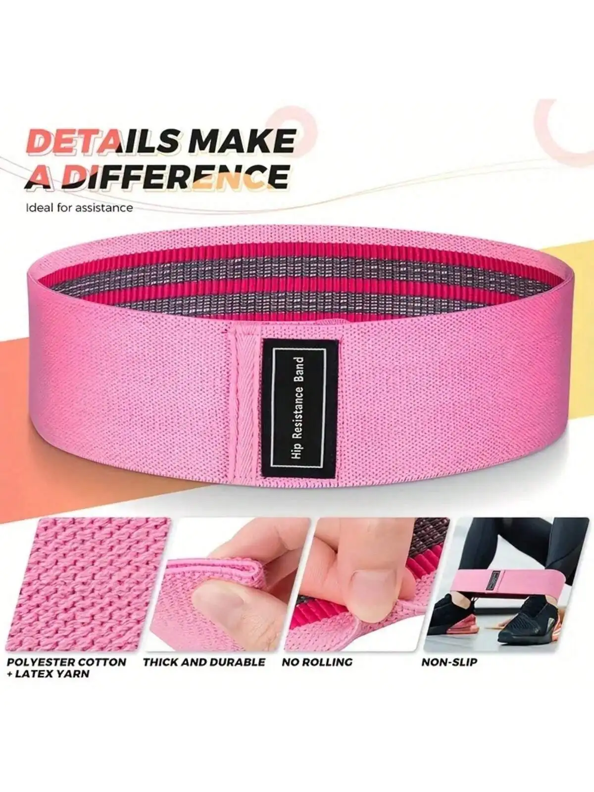 3pcs Fabric Resistance Hip Booty Bands Glute Thigh Elastic Workout Bands Squat Circle Stretch Fitness Strips Loops Yoga Gym