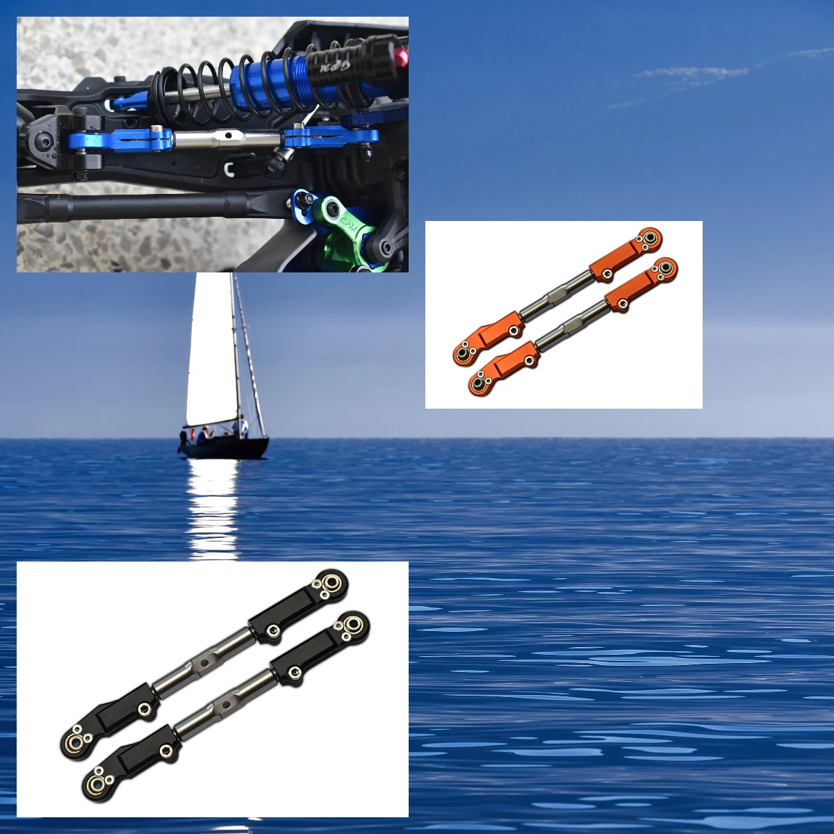 

GPM Aluminum+Stainless Steel Front Upper Arm Tie Rod For TRAXXAS 1/8 4Wd Sledge 95076-4