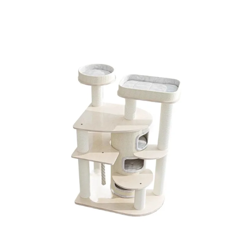 Climbing frame cat nest tree integration, super large solid wood multi-storey castle, wooden villa