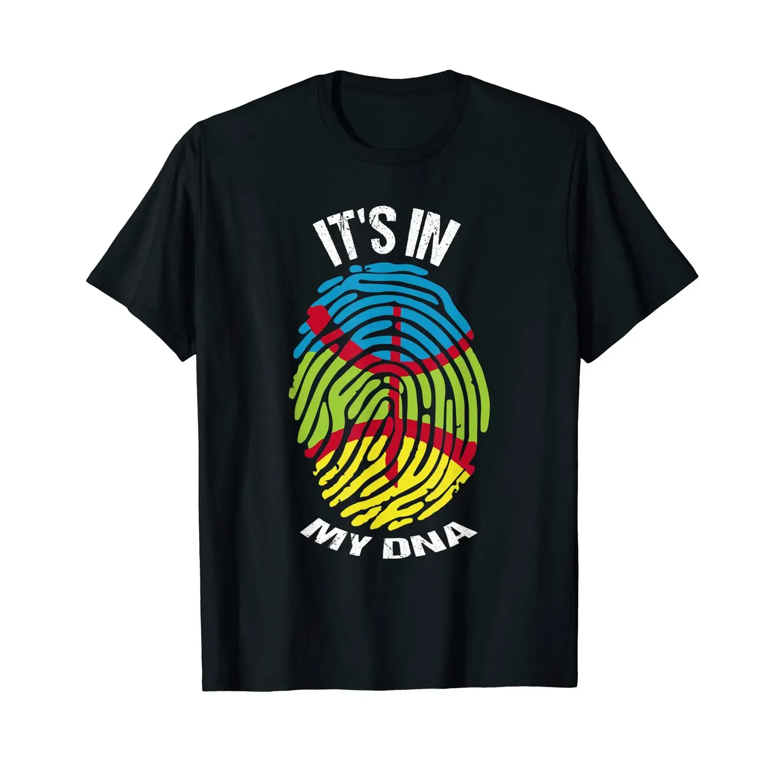 Amazigh In My DNA Proud Berber Kabyle Flag Men's T Shirt black vintage Washed Comfortable streetwear designer clothes Slightly