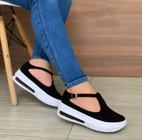 Zapatos de plataforma informales para Mujer, mocasines planos de punta redonda con hebilla, talla 43, buty designerskie